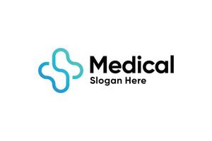 design de logotipo de cuidados hospitalares médicos de arte de linha moderna vetor