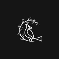ilustração de linha de ícone de vetor de logotipo de pássaro cardinal