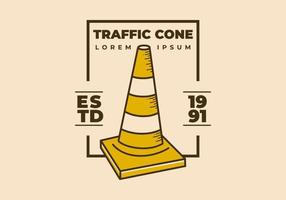 ilustração de arte vintage de cone de trânsito vetor