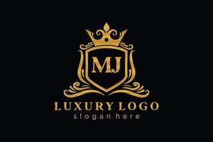 modelo de logotipo de luxo real de letra mj inicial em arte vetorial para restaurante, realeza, boutique, café, hotel, heráldica, joias, moda e outras ilustrações vetoriais. vetor