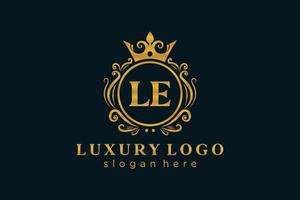 inicial le carta modelo de logotipo de luxo real em arte vetorial para restaurante, realeza, boutique, café, hotel, heráldica, joias, moda e outras ilustrações vetoriais. vetor