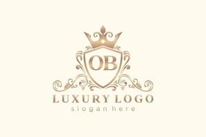 modelo de logotipo de luxo real de carta ob inicial em arte vetorial para restaurante, realeza, boutique, café, hotel, heráldica, joias, moda e outras ilustrações vetoriais. vetor