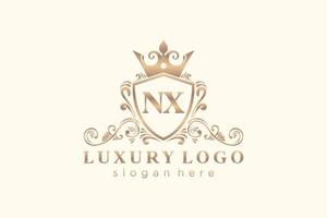 modelo de logotipo de luxo real inicial nx letter em arte vetorial para restaurante, realeza, boutique, café, hotel, heráldica, joias, moda e outras ilustrações vetoriais. vetor