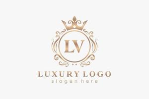 modelo de logotipo de luxo real carta inicial lv em arte vetorial para restaurante, realeza, boutique, café, hotel, heráldica, joias, moda e outras ilustrações vetoriais. vetor