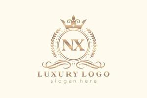 modelo de logotipo de luxo real inicial nx letter em arte vetorial para restaurante, realeza, boutique, café, hotel, heráldica, joias, moda e outras ilustrações vetoriais. vetor