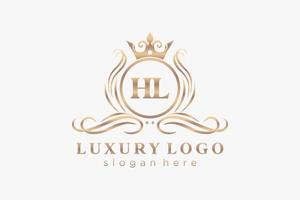 modelo de logotipo de luxo real de letra hl inicial em arte vetorial para restaurante, realeza, boutique, café, hotel, heráldica, joias, moda e outras ilustrações vetoriais. vetor