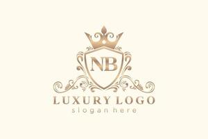 modelo de logotipo de luxo real carta inicial nb em arte vetorial para restaurante, realeza, boutique, café, hotel, heráldica, joias, moda e outras ilustrações vetoriais. vetor