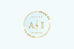 monograma de beleza ai inicial e logotipo de caligrafia de design de logotipo elegante de assinatura inicial, casamento, moda, floral e botânico com modelo criativo. vetor