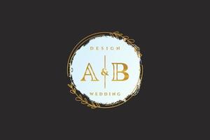 monograma de beleza ab inicial e logotipo de caligrafia de design de logotipo elegante de assinatura inicial, casamento, moda, floral e botânico com modelo criativo. vetor