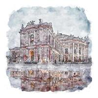 viena áustria esboço em aquarela ilustração desenhada à mão vetor