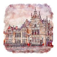 gent bélgica esboço em aquarela ilustração desenhada à mão vetor