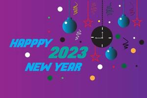 fundo feliz ano novo 2023 e ornamento. vetor