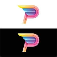 vetor logotipo ilustração letra p asa gradiente colorido estilo