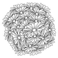 desenho vetorial de contorno de margaridas de flores margaridas em arte de linha detalhada para colorir vetor