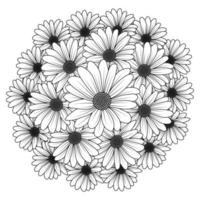 desenho vetorial de contorno de margaridas de flores margaridas em arte de linha detalhada para colorir vetor