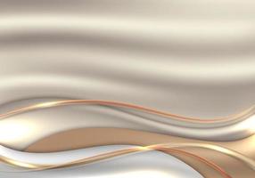 elegante modelo 3d formas de onda dourada e elementos de linhas em fundo de tecido dourado estilo de corte de papel de luxo realista vetor