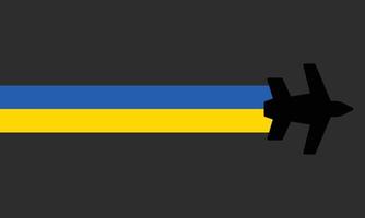avião com a bandeira da ucrânia. o plano de fundo ícone preto vetor