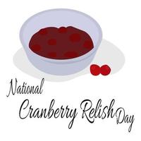 dia nacional do relish de cranberry, ideia para decoração de pôster, banner, panfleto, cartão postal ou menu vetor