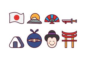 Conjunto de ícones japonês gratuito vetor