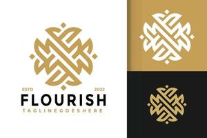 design de logotipo elegante florescer de luxo, vetor de logotipos de identidade de marca, logotipo moderno, modelo de ilustração vetorial de designs de logotipo