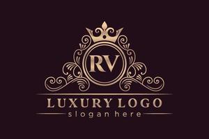 rv letra inicial ouro caligráfico feminino floral mão desenhada monograma heráldico antigo estilo vintage luxo design de logotipo vetor premium