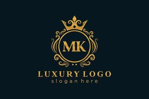 modelo de logotipo de luxo real de letra mk inicial em arte vetorial para restaurante, realeza, boutique, café, hotel, heráldica, joias, moda e outras ilustrações vetoriais. vetor