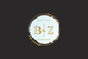 monograma de beleza inicial bz e logotipo de caligrafia de design de logotipo elegante de assinatura inicial, casamento, moda, floral e botânico com modelo criativo. vetor