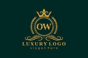 modelo de logotipo de luxo real carta inicial ow em arte vetorial para restaurante, realeza, boutique, café, hotel, heráldica, joias, moda e outras ilustrações vetoriais. vetor