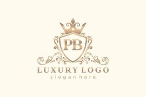 modelo de logotipo de luxo real de letra pb inicial em arte vetorial para restaurante, realeza, boutique, café, hotel, heráldica, joias, moda e outras ilustrações vetoriais. vetor