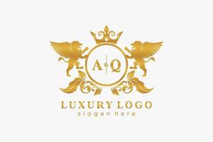 inicial aq letter lion royal luxo logotipo modelo em arte vetorial para restaurante, realeza, boutique, café, hotel, heráldica, joias, moda e outras ilustrações vetoriais. vetor