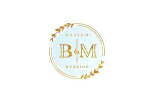 monograma de beleza inicial bm e logotipo de caligrafia de design de logotipo elegante de assinatura inicial, casamento, moda, floral e botânico com modelo criativo. vetor