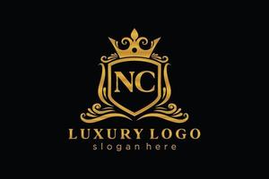 modelo de logotipo de luxo real carta inicial nc em arte vetorial para restaurante, realeza, boutique, café, hotel, heráldica, joias, moda e outras ilustrações vetoriais. vetor