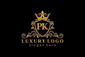 modelo de logotipo de luxo real de letra pk inicial em arte vetorial para restaurante, realeza, boutique, café, hotel, heráldica, joias, moda e outras ilustrações vetoriais. vetor