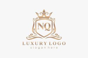 modelo de logotipo de luxo real de letra nq inicial em arte vetorial para restaurante, realeza, boutique, café, hotel, heráldica, joias, moda e outras ilustrações vetoriais. vetor