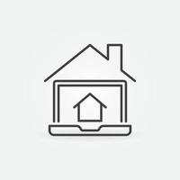 laptop com telhado de casa vetor ícone de linha de agência imobiliária