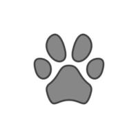 ícone cinza de impressão de pé de animal de estimação. sinal colorido de vetor de marca de pata animal