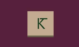 letras do alfabeto iniciais monograma logotipo kt, tk, k e t vetor