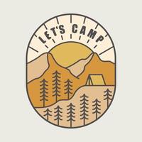 acampar nas montanhas ilustração gráfica design de t-shirt de arte vetorial vetor