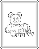 coleção de brinquedos adequados para ilustração vetorial de página para colorir infantil vetor