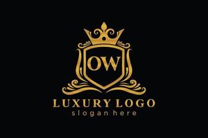 modelo de logotipo de luxo real carta inicial ow em arte vetorial para restaurante, realeza, boutique, café, hotel, heráldica, joias, moda e outras ilustrações vetoriais. vetor