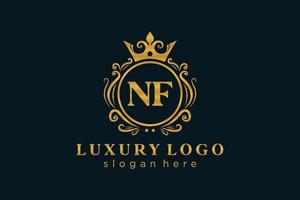 modelo de logotipo de luxo real inicial da carta nf em arte vetorial para restaurante, realeza, boutique, café, hotel, heráldica, joias, moda e outras ilustrações vetoriais. vetor