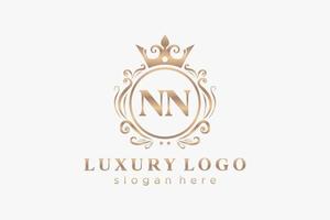 modelo de logotipo de luxo real de letra nn inicial em arte vetorial para restaurante, realeza, boutique, café, hotel, heráldica, joias, moda e outras ilustrações vetoriais. vetor