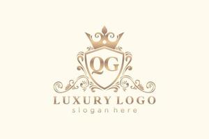 modelo de logotipo de luxo real de letra qg inicial em arte vetorial para restaurante, realeza, boutique, café, hotel, heráldica, joias, moda e outras ilustrações vetoriais. vetor