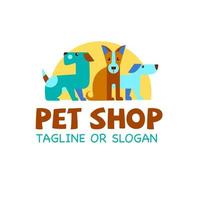modelo de design de logotipo vetorial para lojas de animais, clínicas veterinárias e abrigos de animais. modelo de logotipo de vetor com cães diferentes.