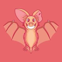 personagem de morcego bonitinho sorrindo ilustração vetorial. animal, mascote, conceito de design engraçado. vetor