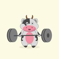 ilustração de fitness de vaca, com barra. vetor