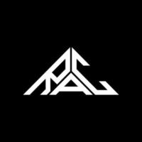design criativo do logotipo da carta rac com gráfico vetorial, logotipo rac simples e moderno em forma de triângulo. vetor