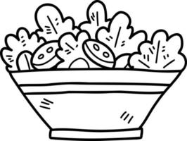 ilustração de salada de legumes deliciosa desenhada à mão vetor