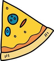 ilustração de pizza fatiada desenhada à mão vetor
