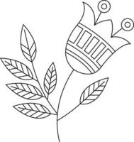 flor ornamental de arte folclórica, inspirada na arte folclórica indiana kalamkari, para cartões, álbuns de recortes, impressão, embrulho de presente, fabricação e decoração de casa, impressão têxtil vetor